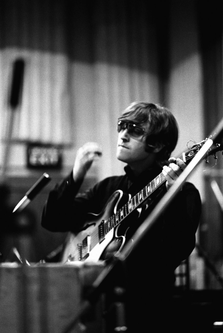 John at a recording session for Revolver