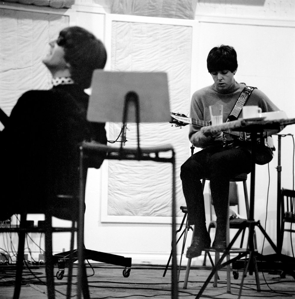 John and Paul  at a recording session for "Beatles For Sale"