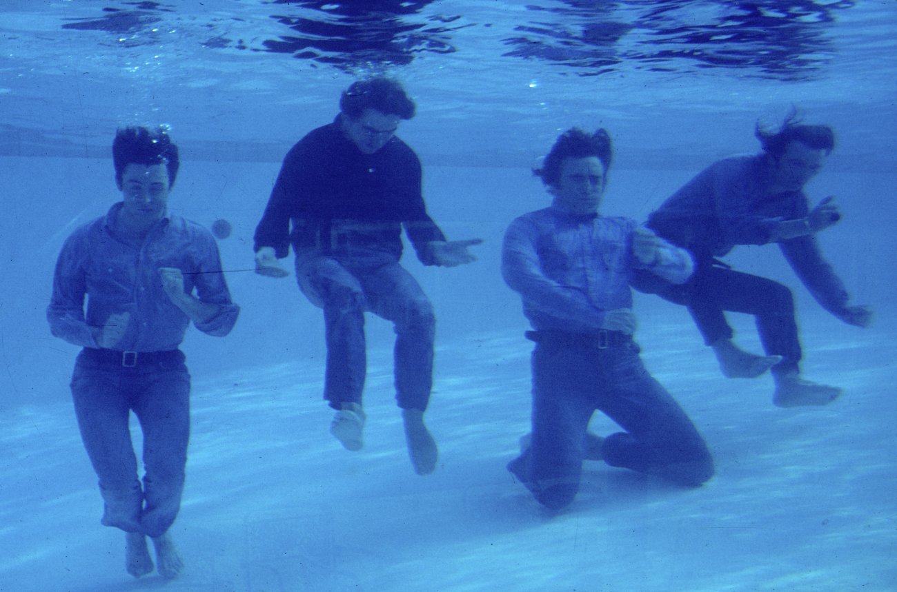 The Beatles underwater in a scene from Help!