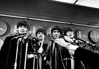 Press conference arriving in New York 1964